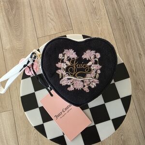 NWT Juicy Couture Juicy In Bloom Heart ZA Coin Purse - Liquorice